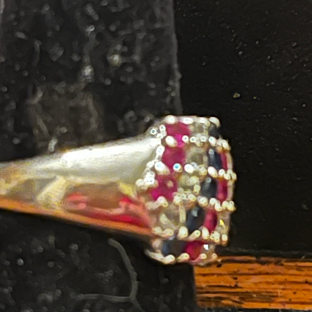 Sterling Silver Ruby Sapphire And Spinel Ring - image 3